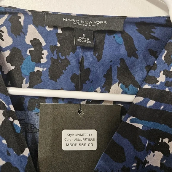 Marc New York Blue Animal Print Blouse! - Picture 2 of 6